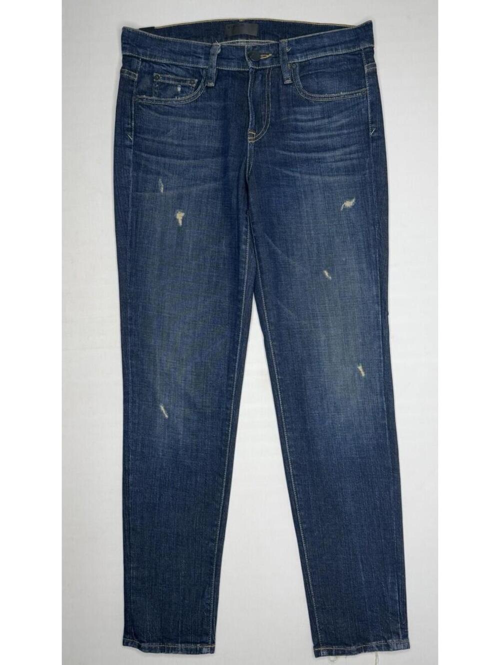 Vince Size 26 Relaxed Rolled Dark Crimson Blue Stretchy Distressed Jeans P150